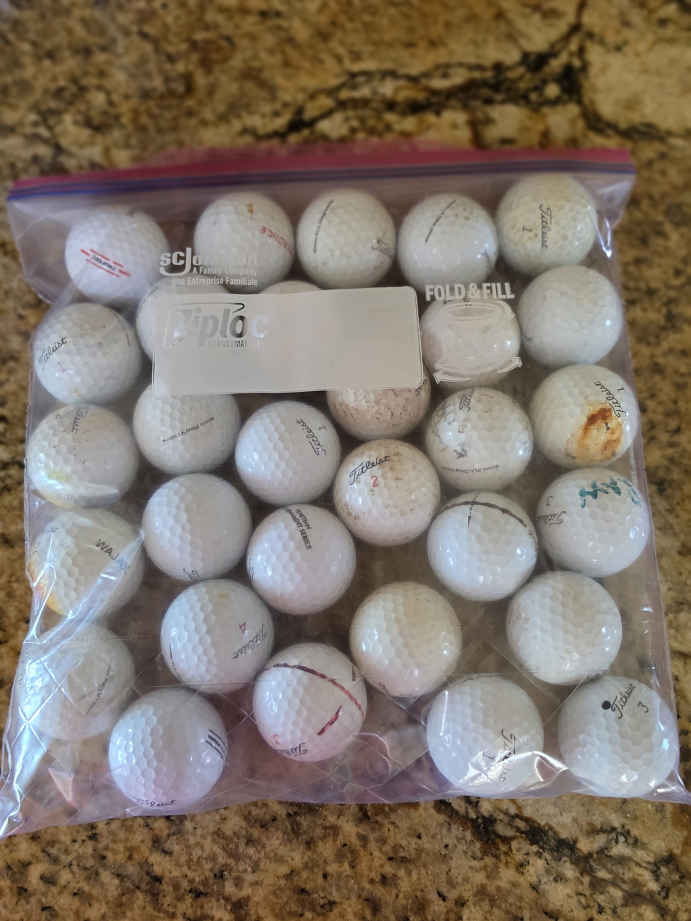 Mixed Titleist Golf Balls - White - Total 30 - EUC